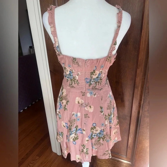Reformation Elyse Pink Floral Sleeveless Smocked Mini Dress Women Size 4… - Picture 5 of 10